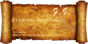 Fridrich Ibrány névjegykártya